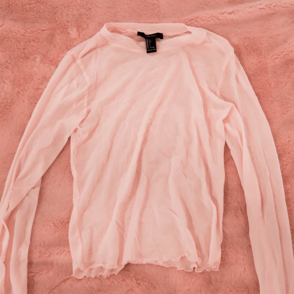 Sheer pink long sleeve shirt